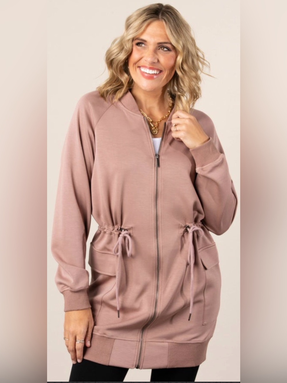White Birch~Drawstring-Waist Tunic Jacket/Dress
